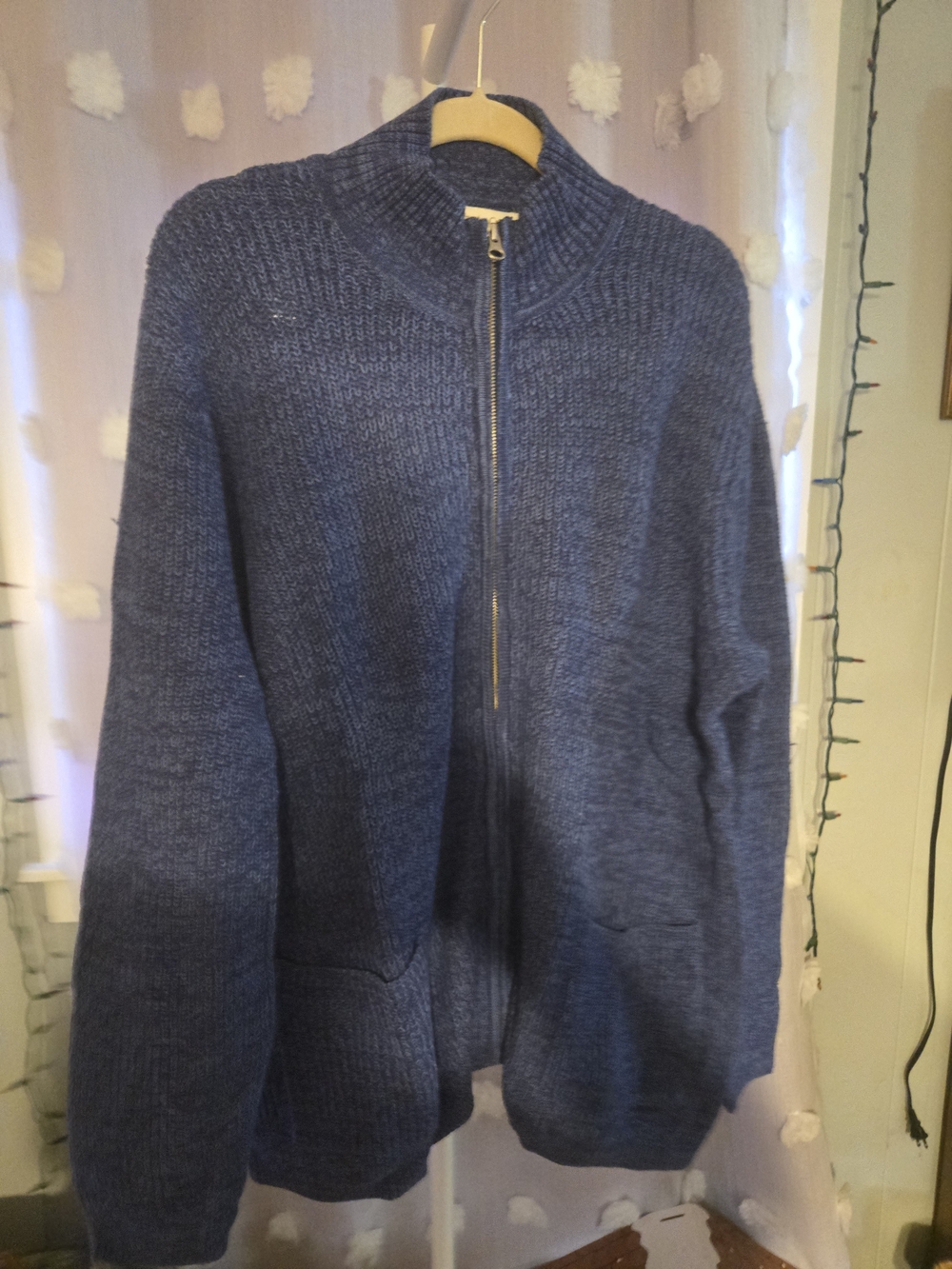 Coldwater Creek Blue Cotton Knit Zip Cardigan Sweater 2X Plus Size
